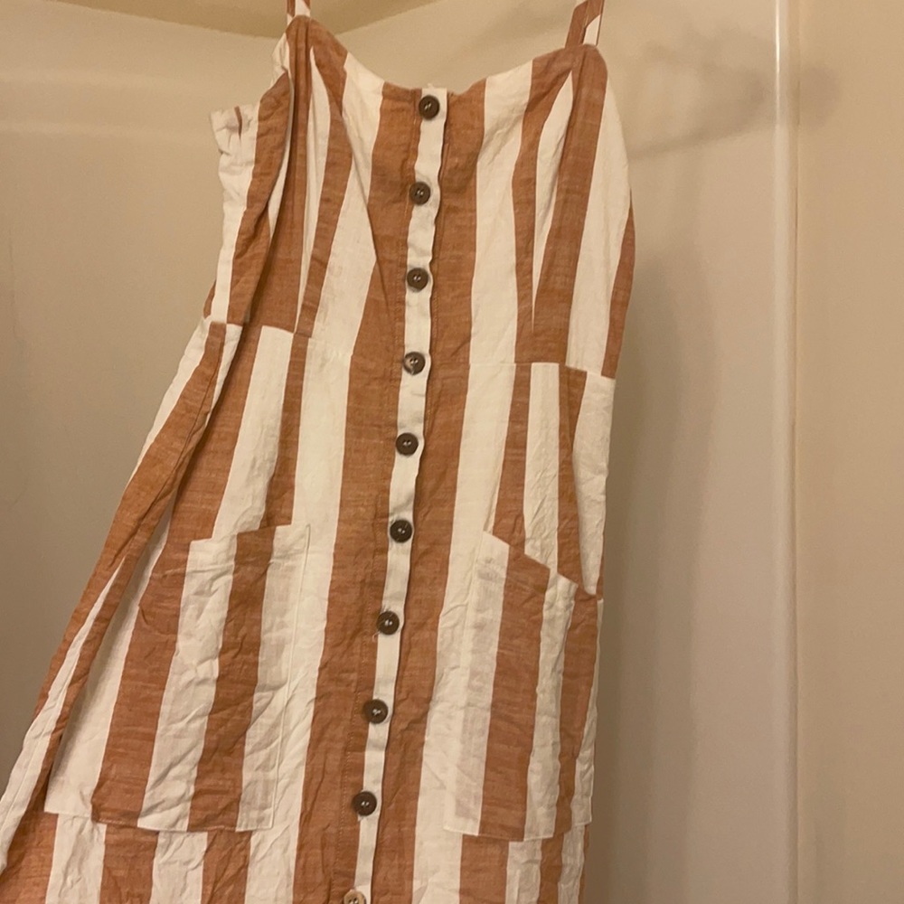 button up striped dress with pockets